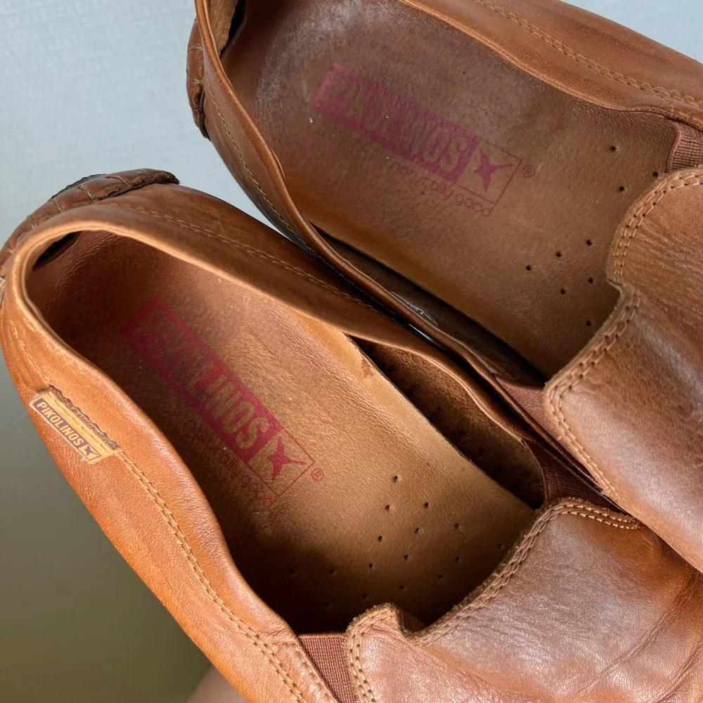 Pikolinos Jerez Mens Tan Leather Slip On Driving Loafers Shoes Size 9-9.5